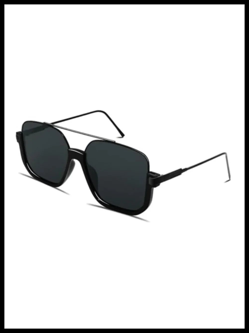 Vintage Oversized Aviator Sunglasses Semi-Rimless UV400 Metal Frame